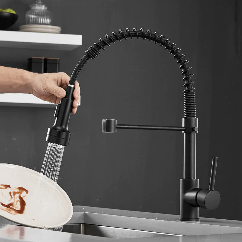 Robinet de cuisine moderne avec pulvérisateur à ressort escamotable