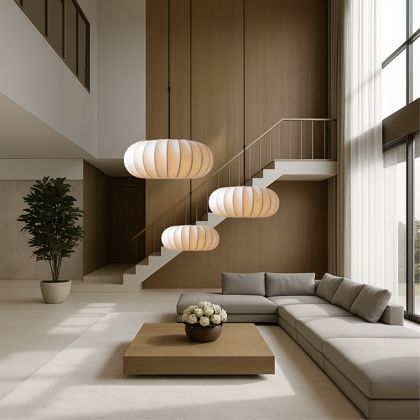 Lampes suspendues élégantes en soie