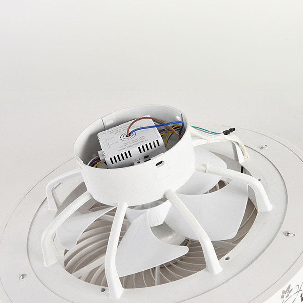 Ventilateur de plafond rond moderne en bois avec lumière LED