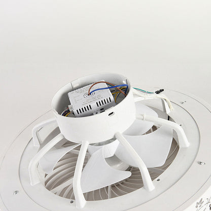 Ventilateur de plafond rond moderne en bois avec lumière LED