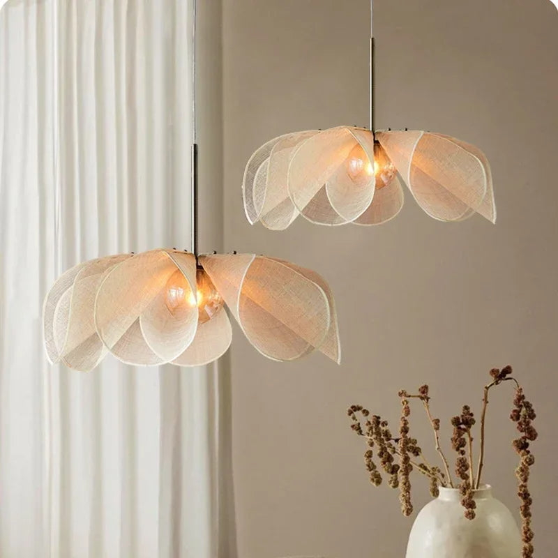 Lampe suspension en tissu vintage