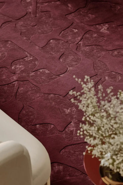 Tapis en laine Bordeaux élégant pour salon