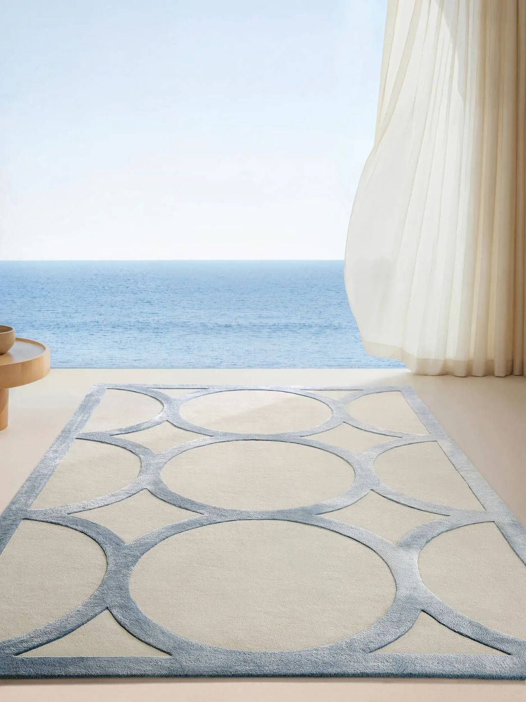 Tapis moderne en laine crème pour salon