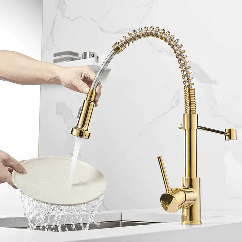Robinet de cuisine moderne avec pulvérisateur à ressort escamotable