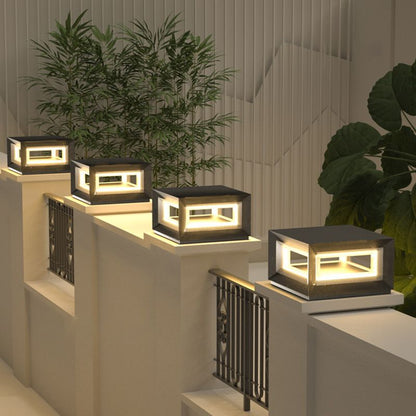 Lampe de poteau extérieure moderne à LED en forme de cube