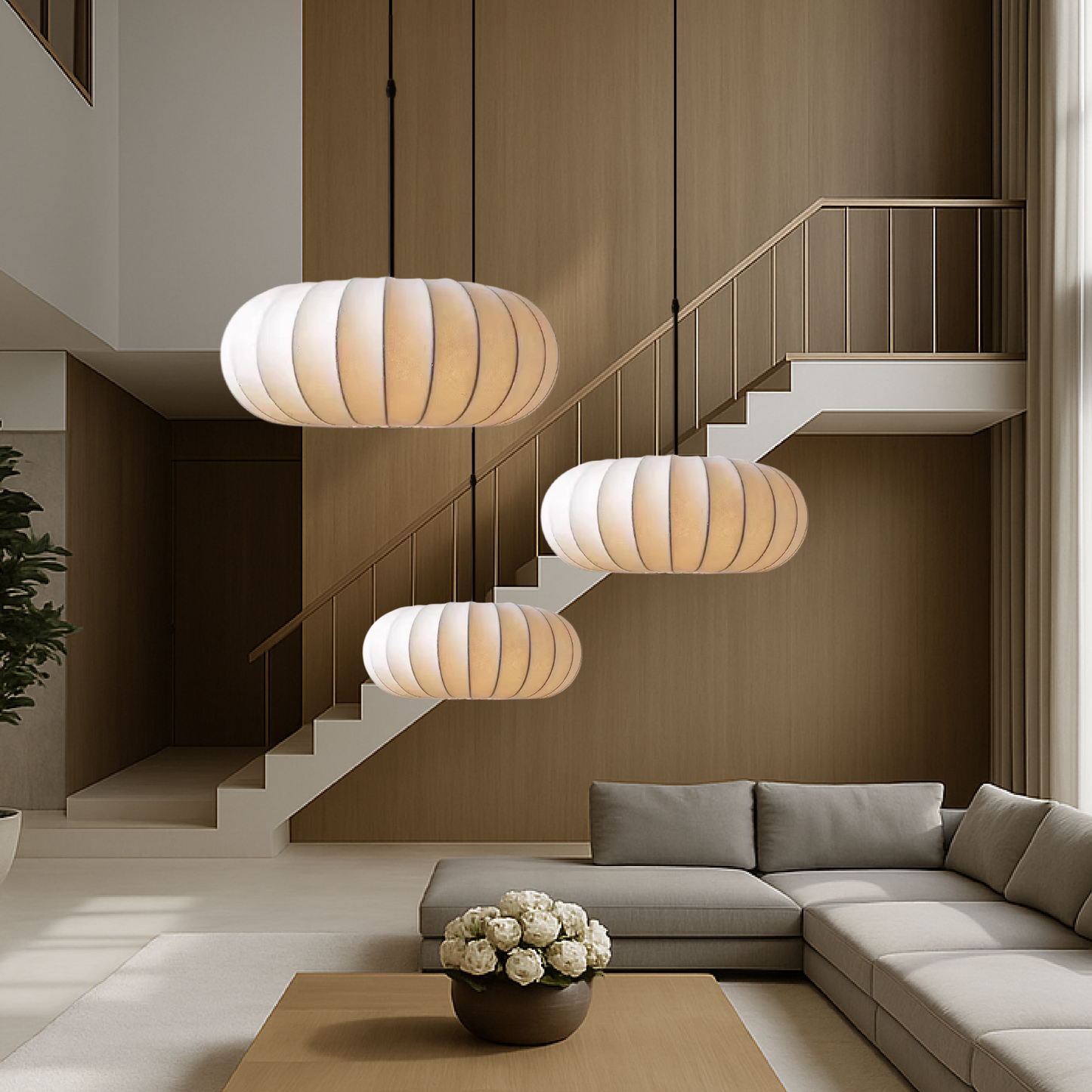 Lampes suspendues élégantes en soie