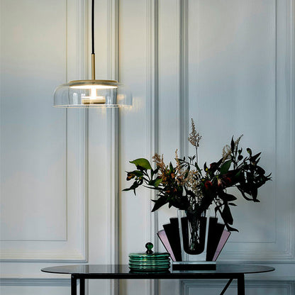 Suspension à abat-jour en verre contemporain