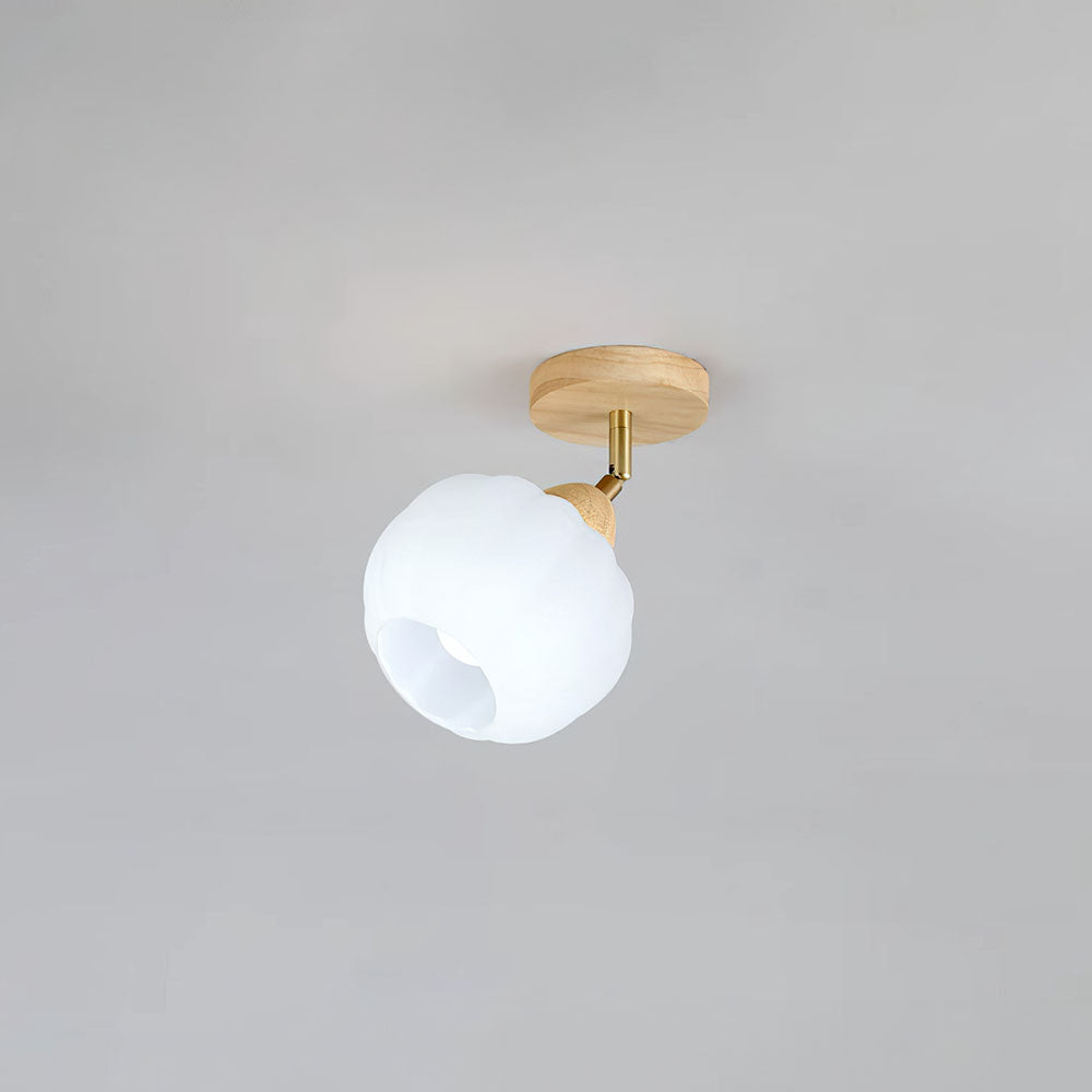 Spot encastré minimaliste crème et bois pour plafond