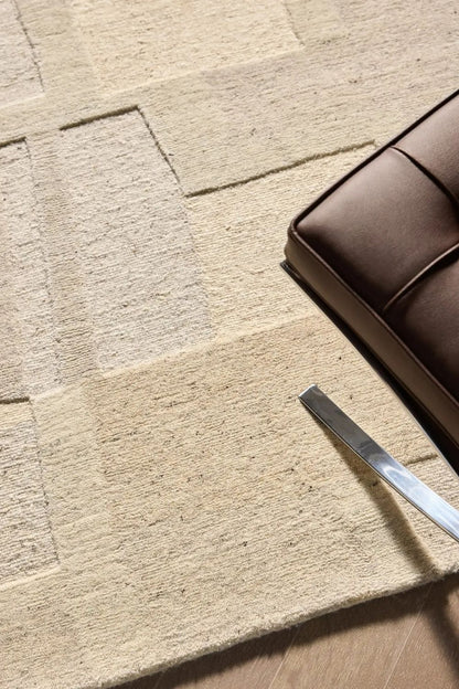 Tapis en laine beige noué à la main