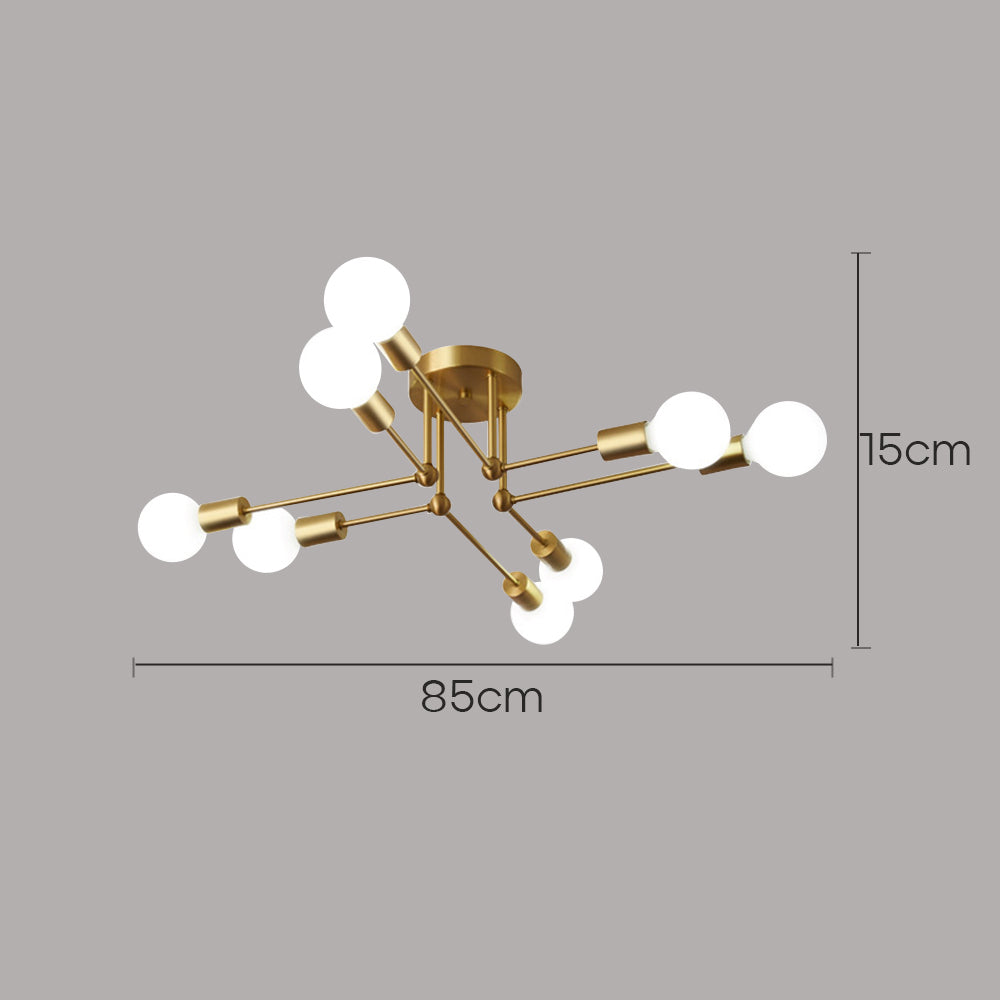 Plafonnier en fer à grappes dorées