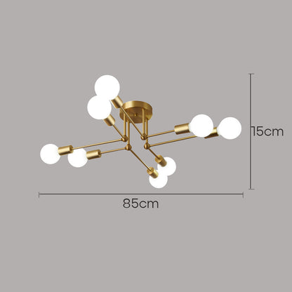 Plafonnier en fer à grappes dorées