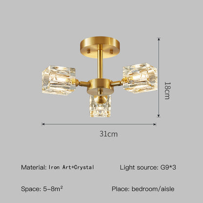 Lumière de chambre à coucher goutte de cristal dorée