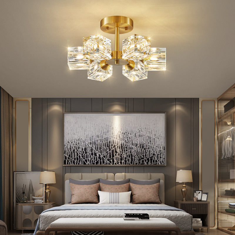 Lumière de chambre à coucher goutte de cristal dorée