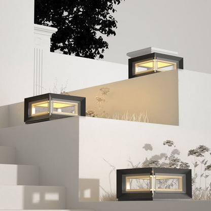 Lampe de poteau extérieure moderne à LED en forme de cube