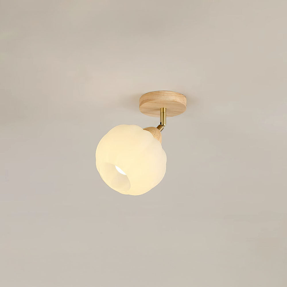 Spot encastré minimaliste crème et bois pour plafond