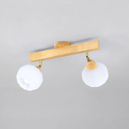Spot encastré minimaliste crème et bois pour plafond