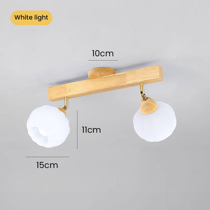 Spot encastré minimaliste crème et bois pour plafond