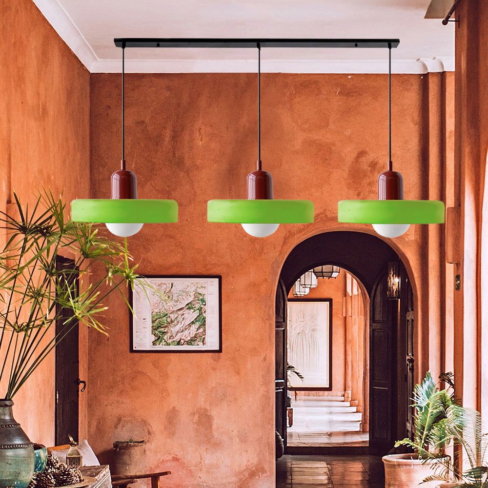 Suspension à triple abat-jour en verre