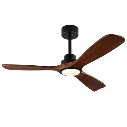 Ventilateur de plafond moderne avec pales en bois et lumière intégrée