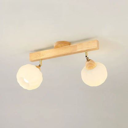 Spot encastré minimaliste crème et bois pour plafond
