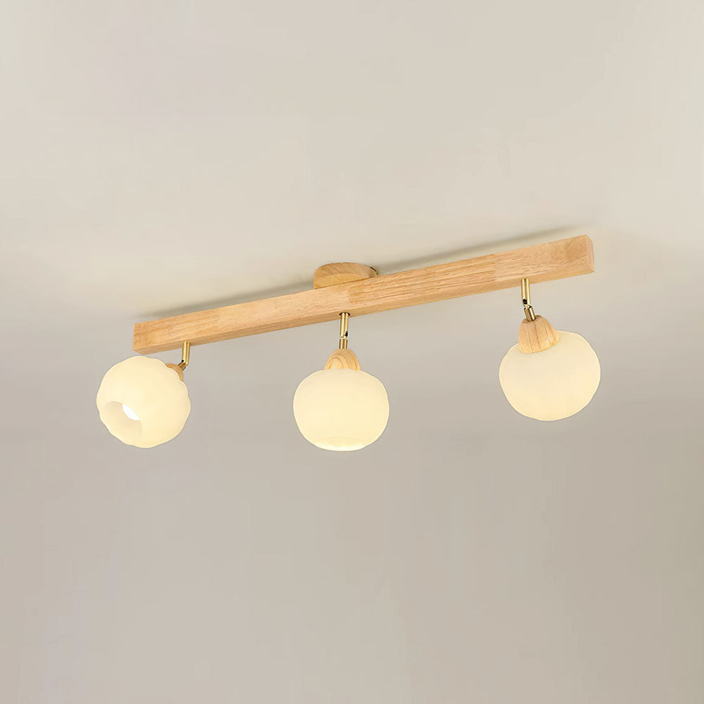 Spot encastré minimaliste crème et bois pour plafond