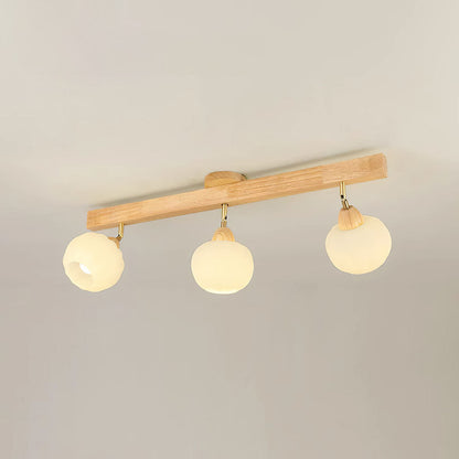 Spot encastré minimaliste crème et bois pour plafond