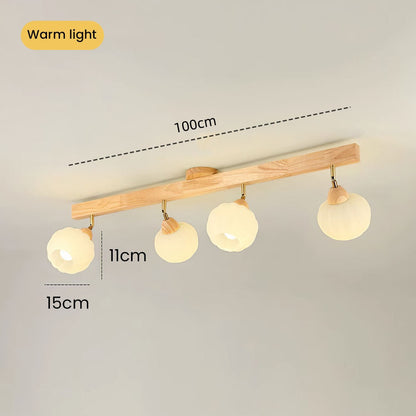 Spot encastré minimaliste crème et bois pour plafond