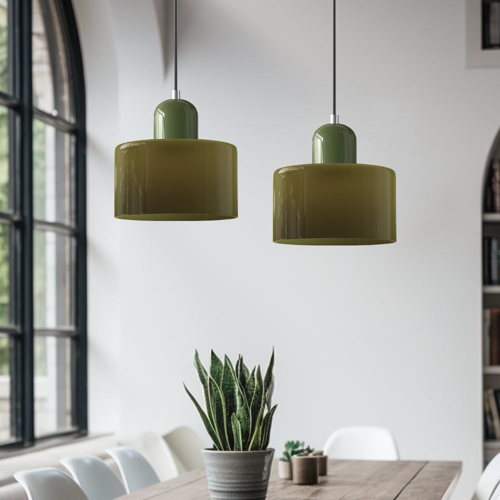 Petite lampe suspendue en verre de style Bauhaus