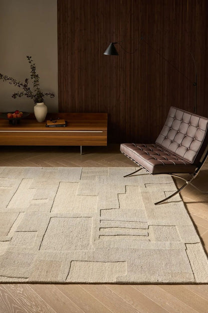 Tapis en laine beige noué à la main