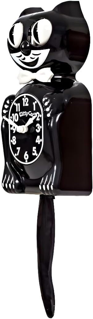 Horloge murale rétro Felisca en forme de chat noir