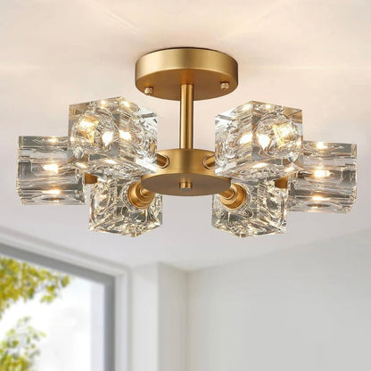 Lumière de chambre à coucher goutte de cristal dorée