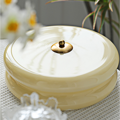 Plafonnier Art Déco crème en forme de gâteau