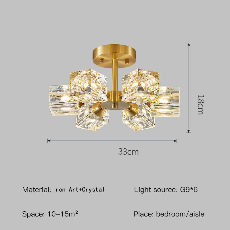 Lumière de chambre à coucher goutte de cristal dorée