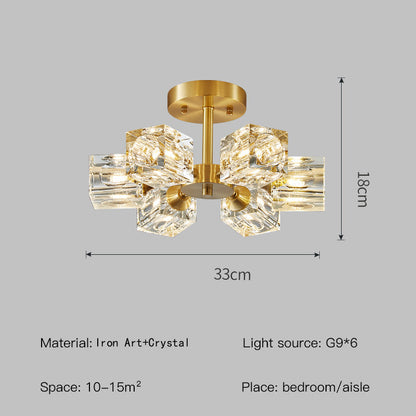 Lumière de chambre à coucher goutte de cristal dorée