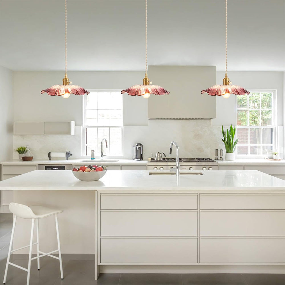 Suspension en verre à motif floral rétro