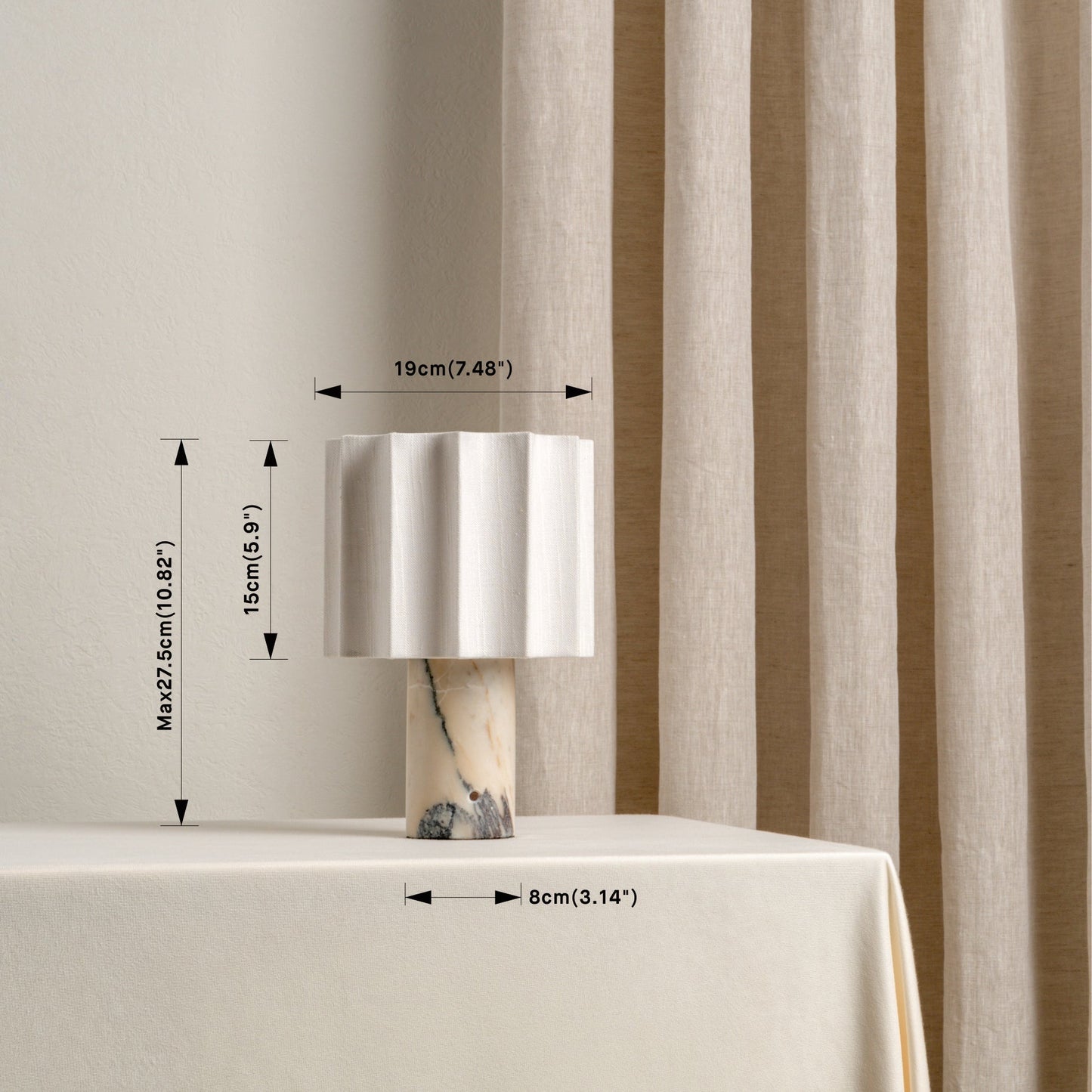 Lampe de table rechargeable en marbre Calacatta