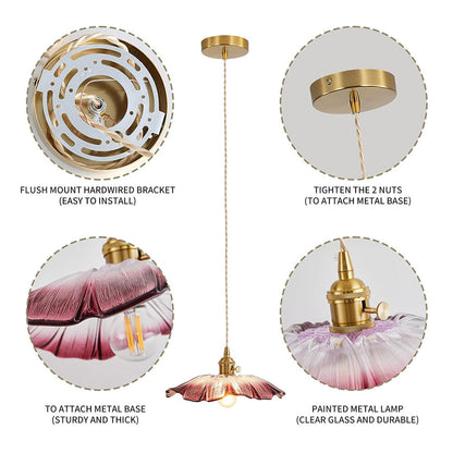 Suspension en verre à motif floral rétro