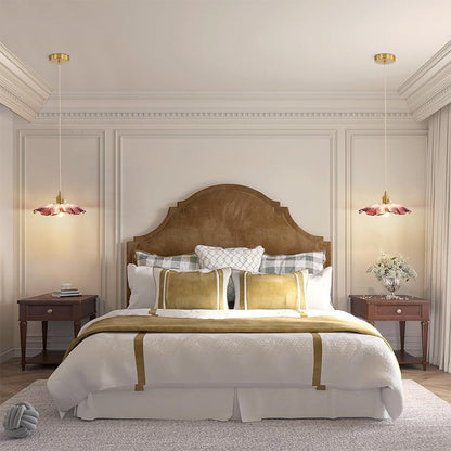 Suspension en verre à motif floral rétro