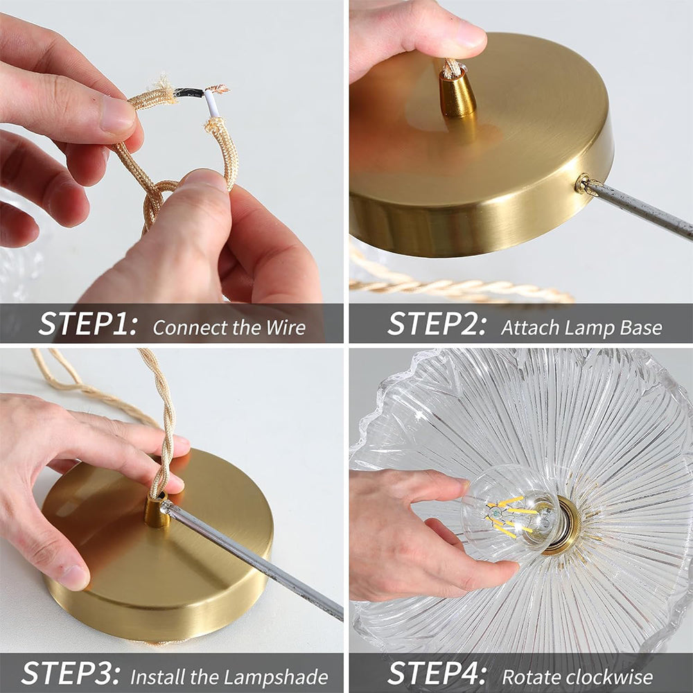 Suspension en verre à motif floral rétro