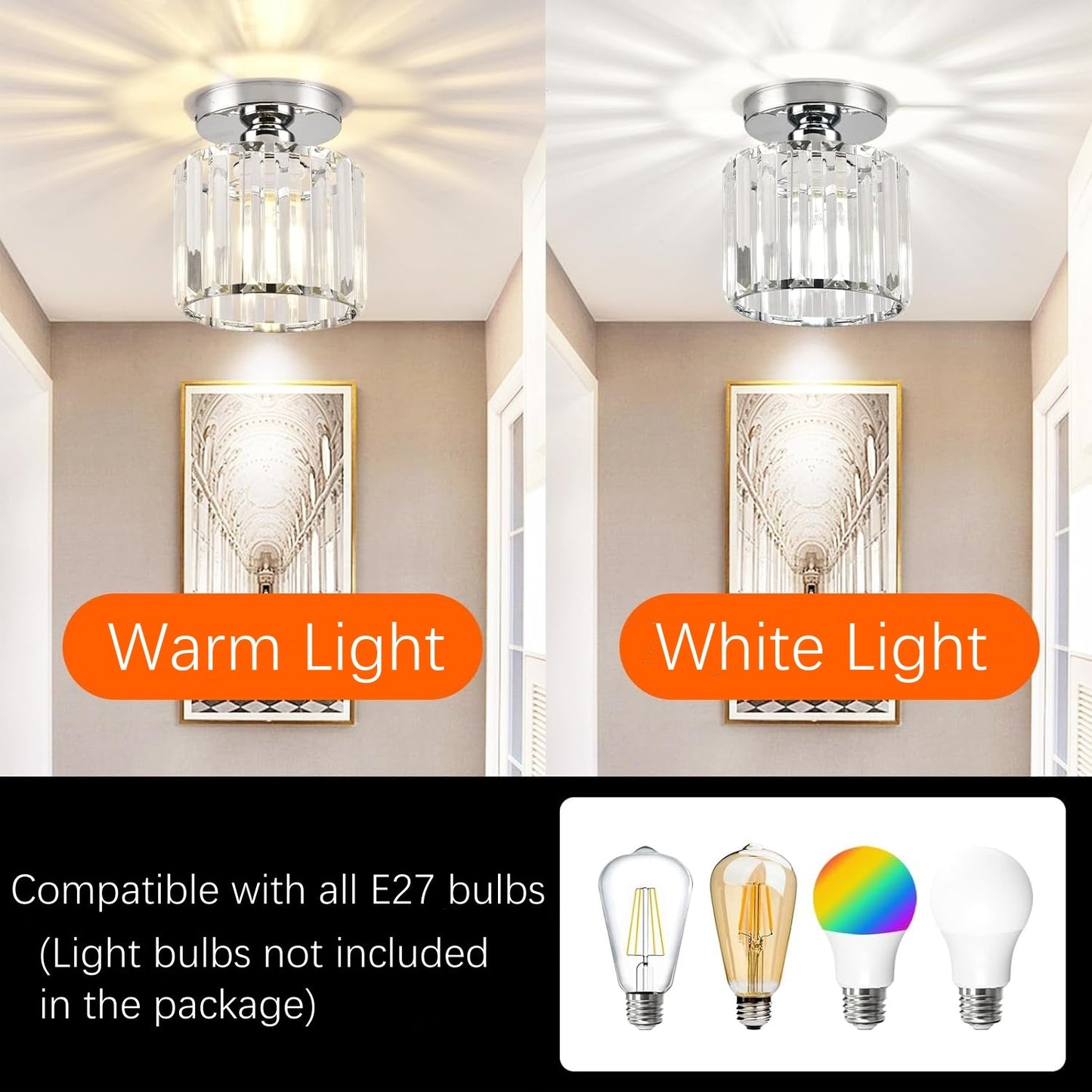 Ensemble de 2 luminaires de plafond en cristal