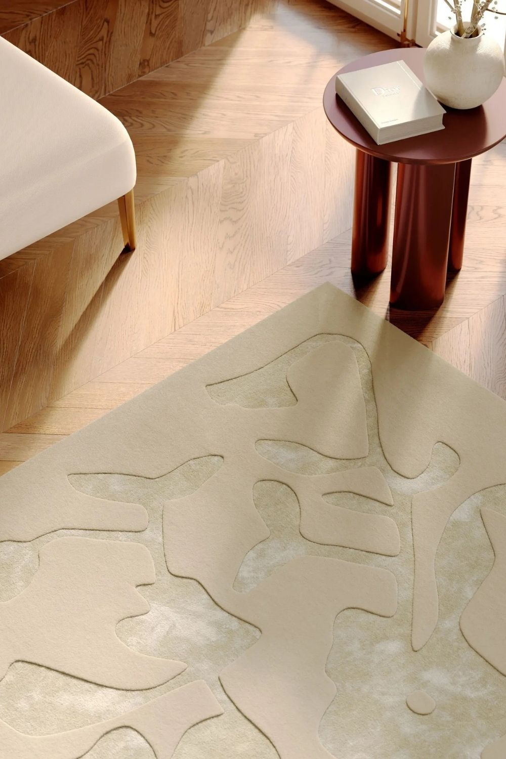 Tapis en laine Bordeaux élégant pour salon