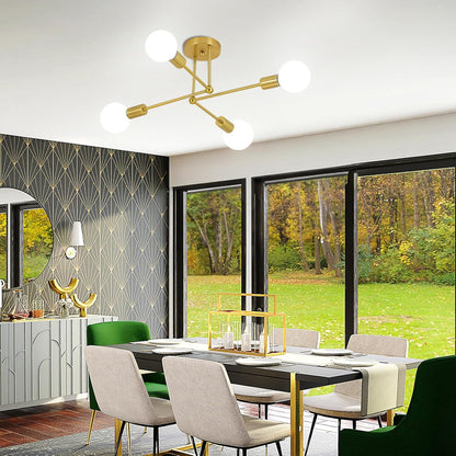 Plafonnier en fer à grappes dorées