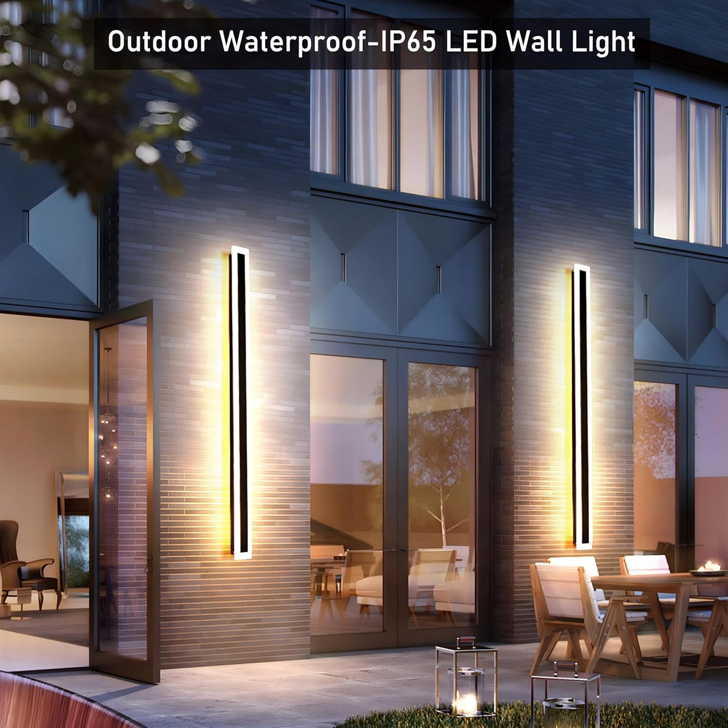 Lampe murale extérieure noire moderne à DEL IP65