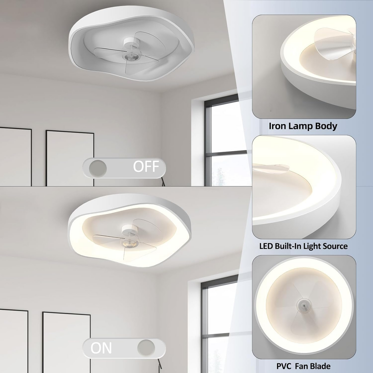 Ventilateur de plafond moderne avec lumière LED