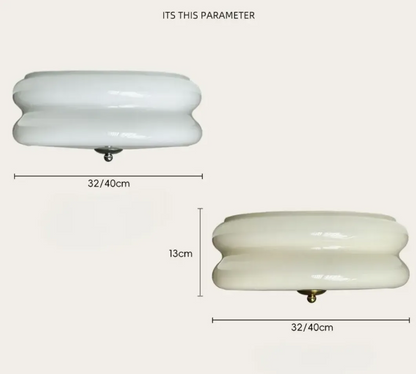 Plafonnier Art Déco crème en forme de gâteau