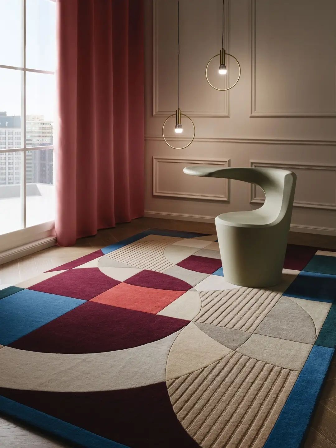 Tapis en laine moderne design multicolore