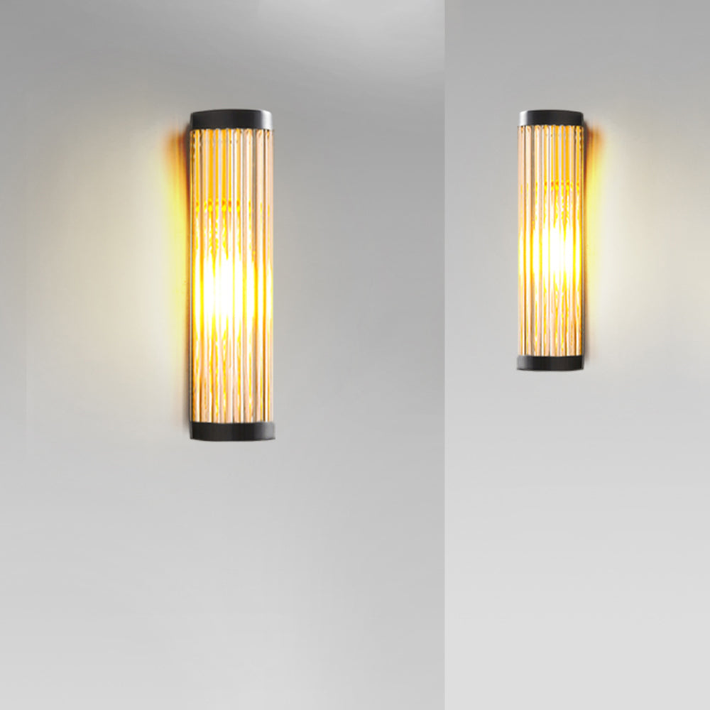 Lampe murale extérieure moderne semi-cylindrique en métal/verre