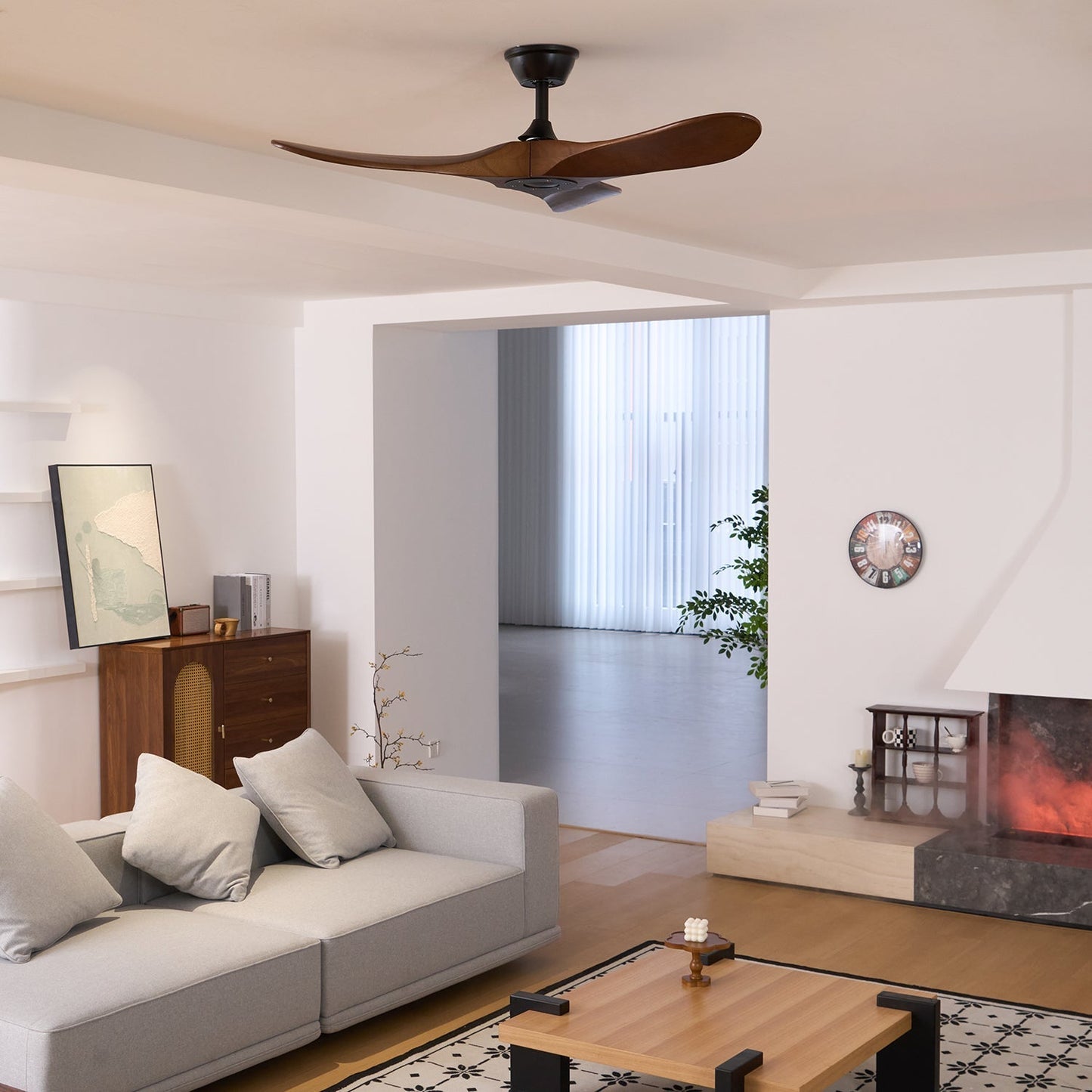 Ventilateur de plafond moderne en bois