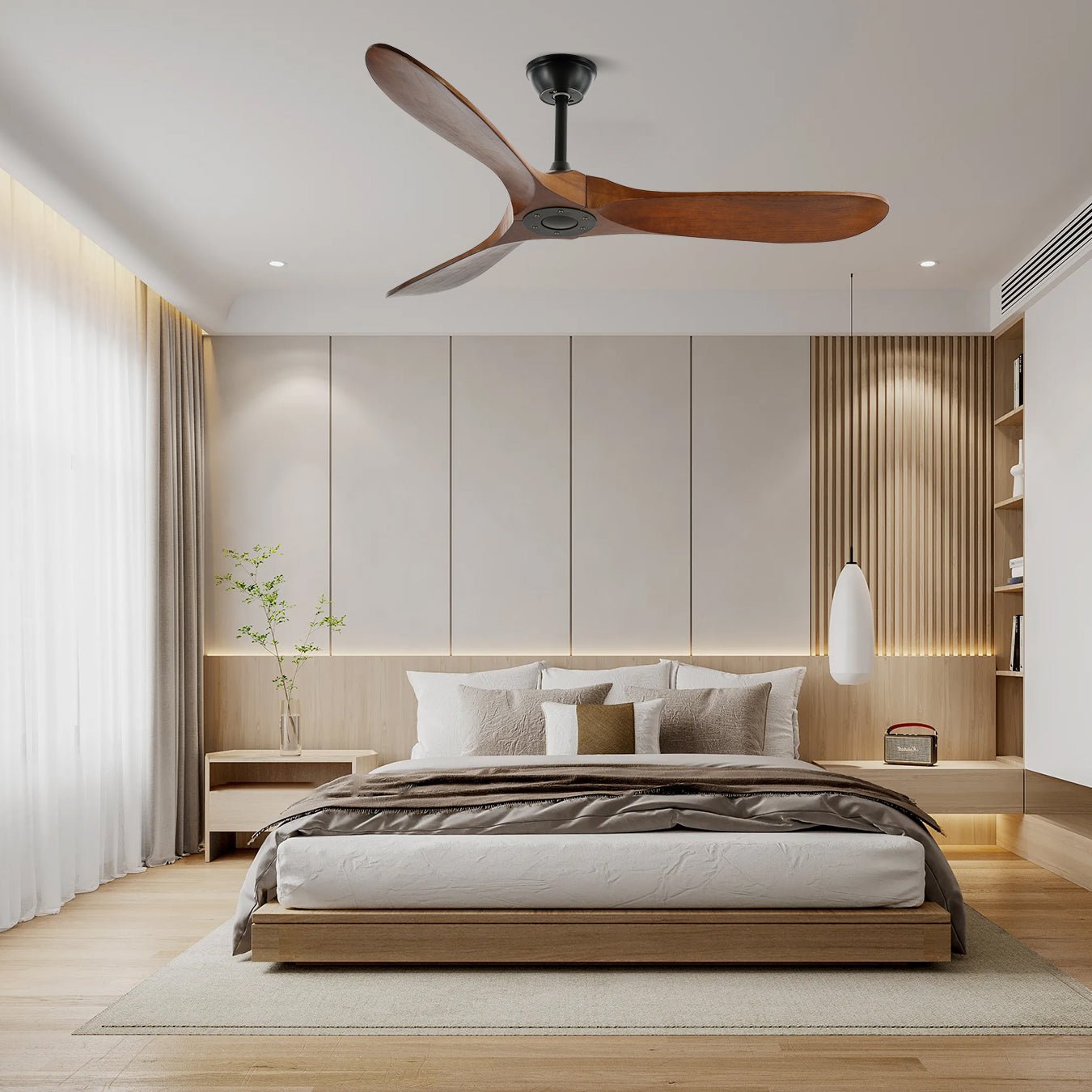 Ventilateur de plafond moderne en bois