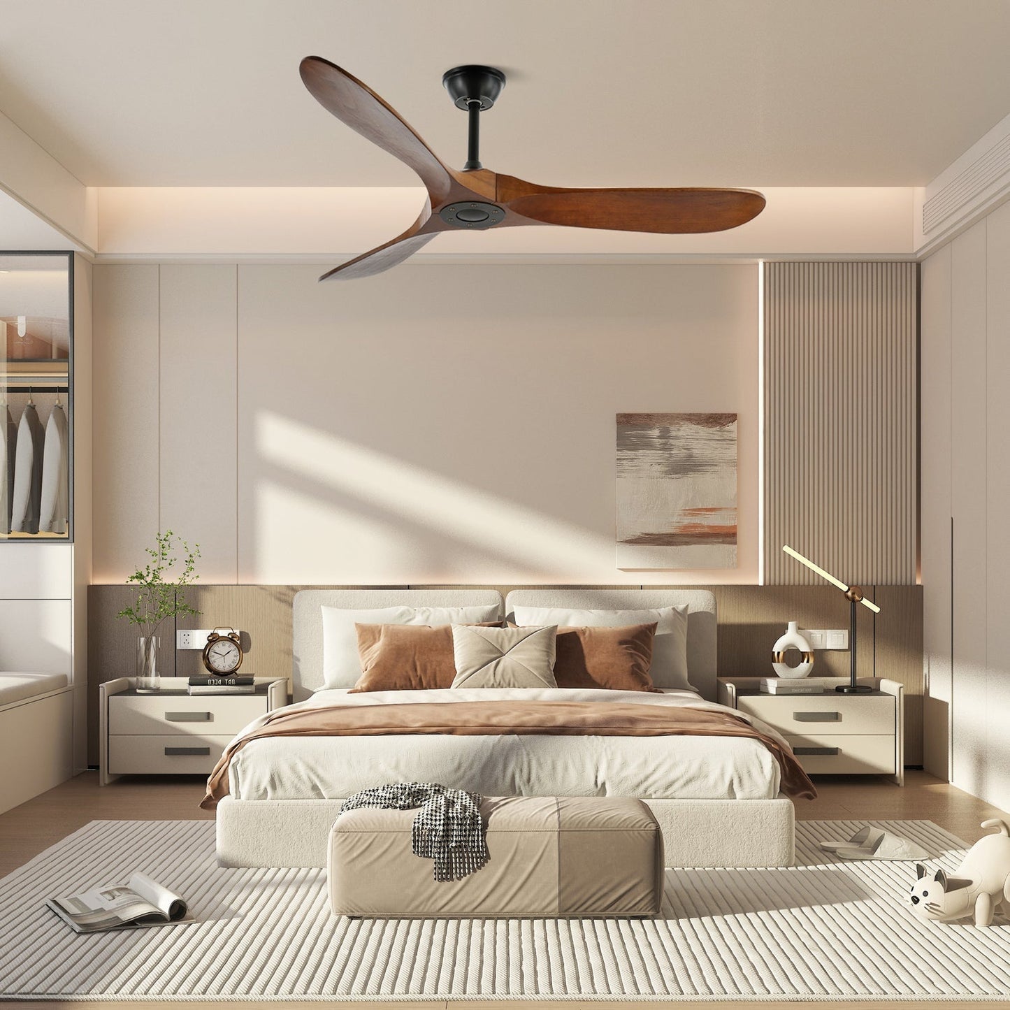 Ventilateur de plafond moderne en bois